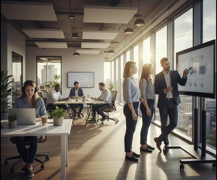 oficina con personas trabajando
